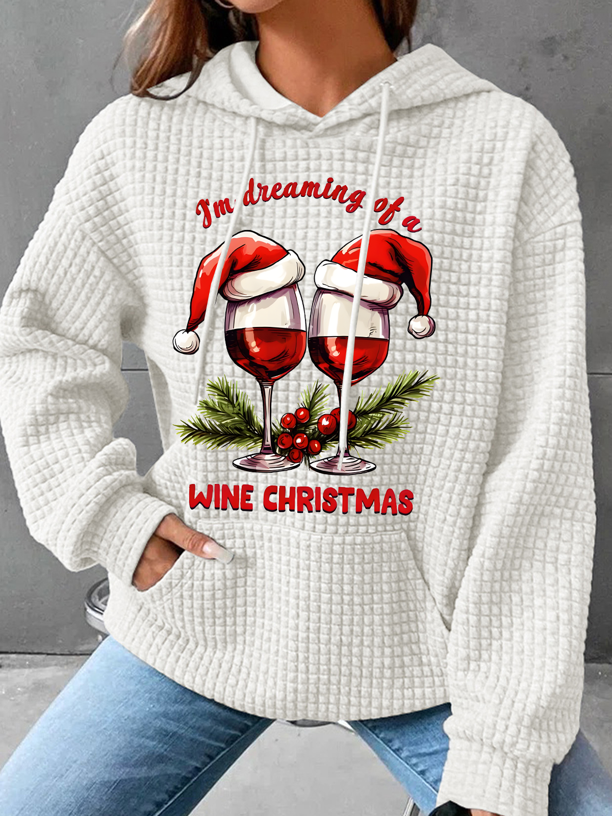 Christmas Wine Party  Santa Hat Sweatshirt