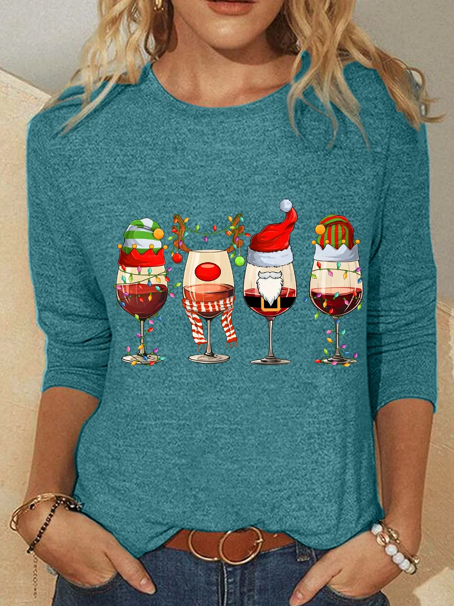 Christmas Wine Lover Long sleeve Shirt