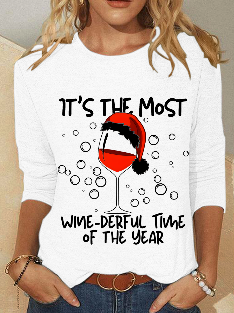 Wine-themed Christmas Long sleeve Shirt