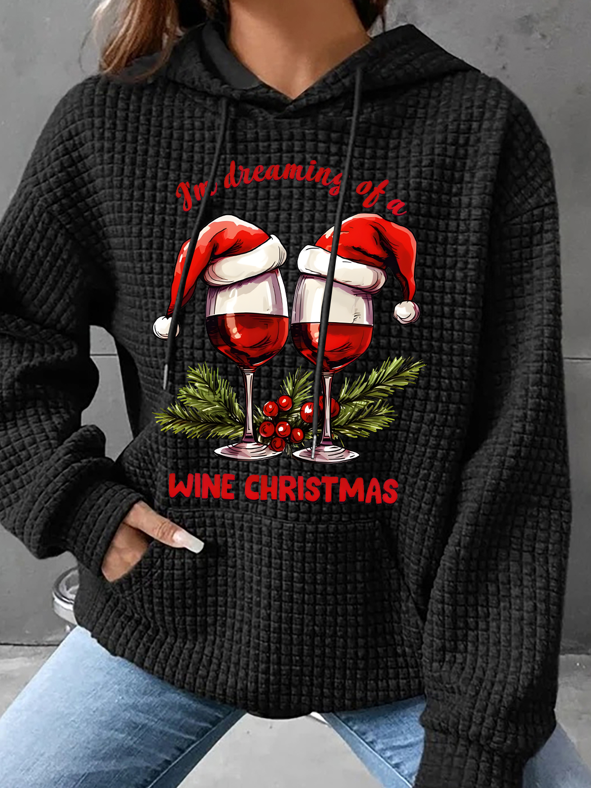 Christmas Wine Party  Santa Hat Sweatshirt