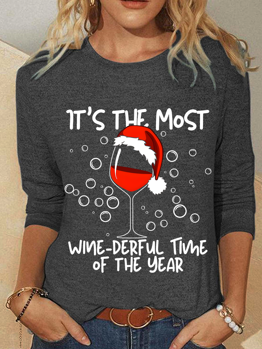 Wine-themed Christmas Long sleeve Shirt