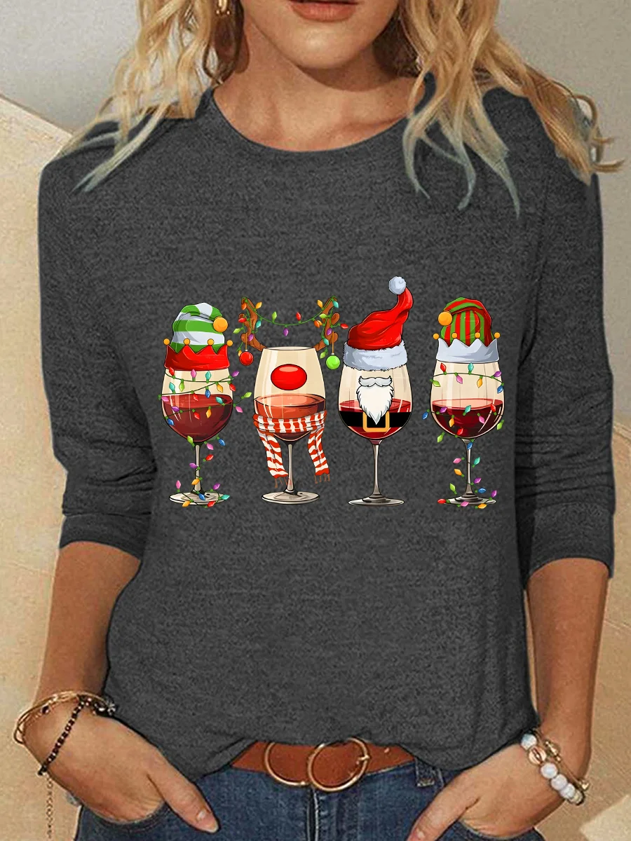 Christmas Wine Lover Long sleeve Shirt