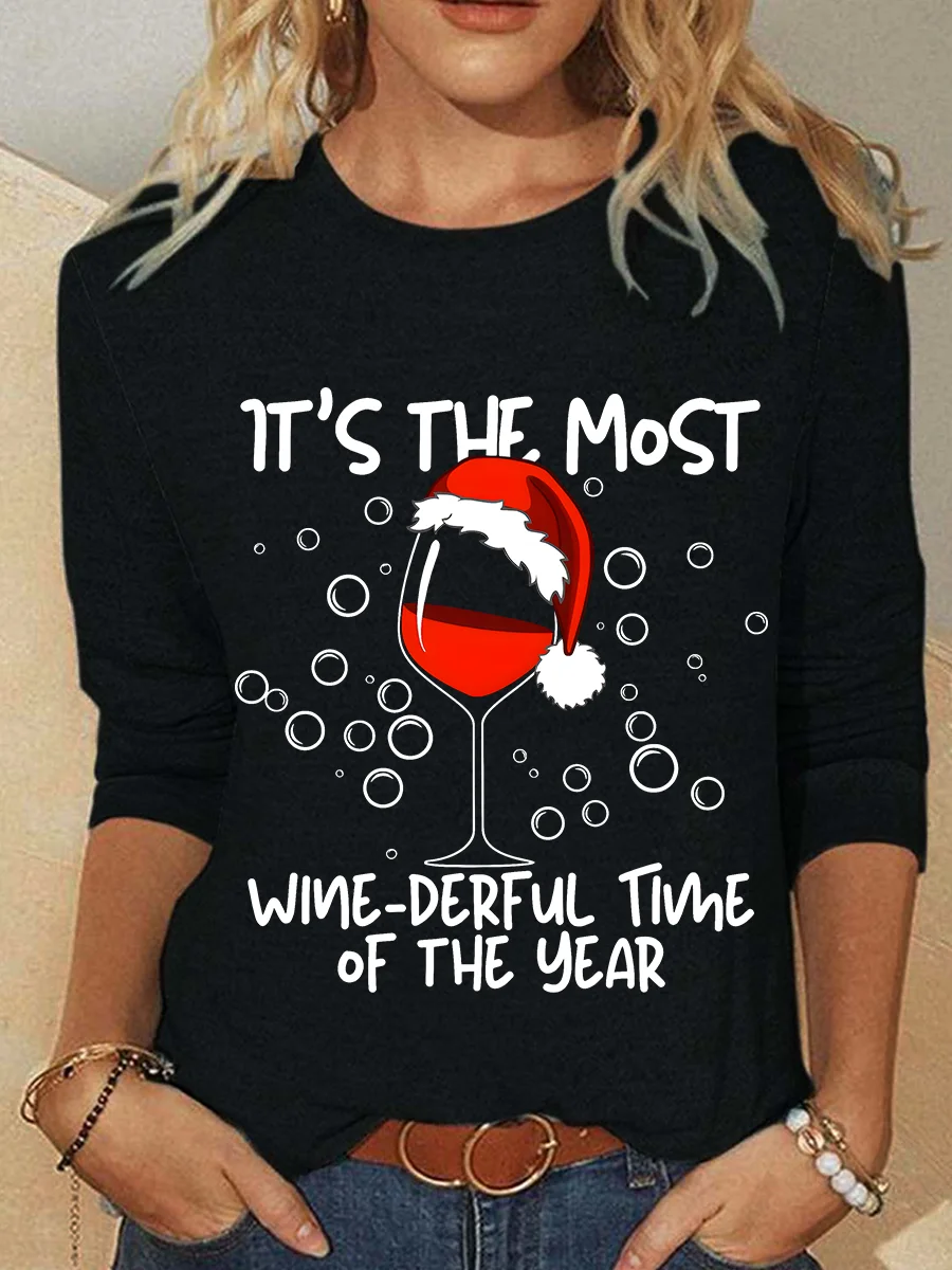 Wine-themed Christmas Long sleeve Shirt