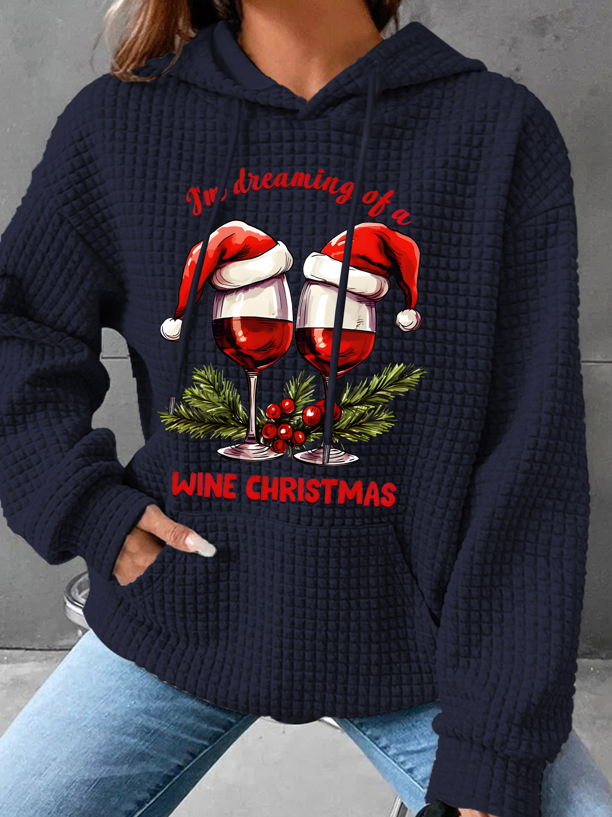 Christmas Wine Party  Santa Hat Sweatshirt