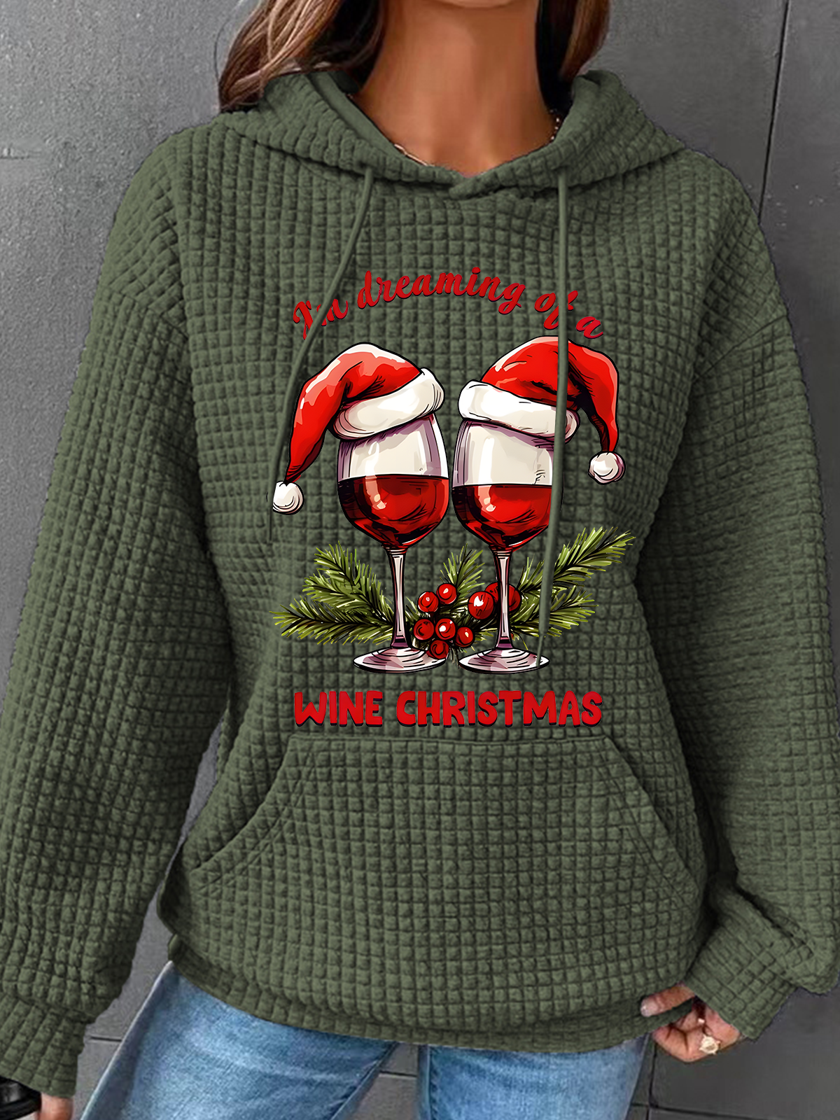 Christmas Wine Party  Santa Hat Sweatshirt