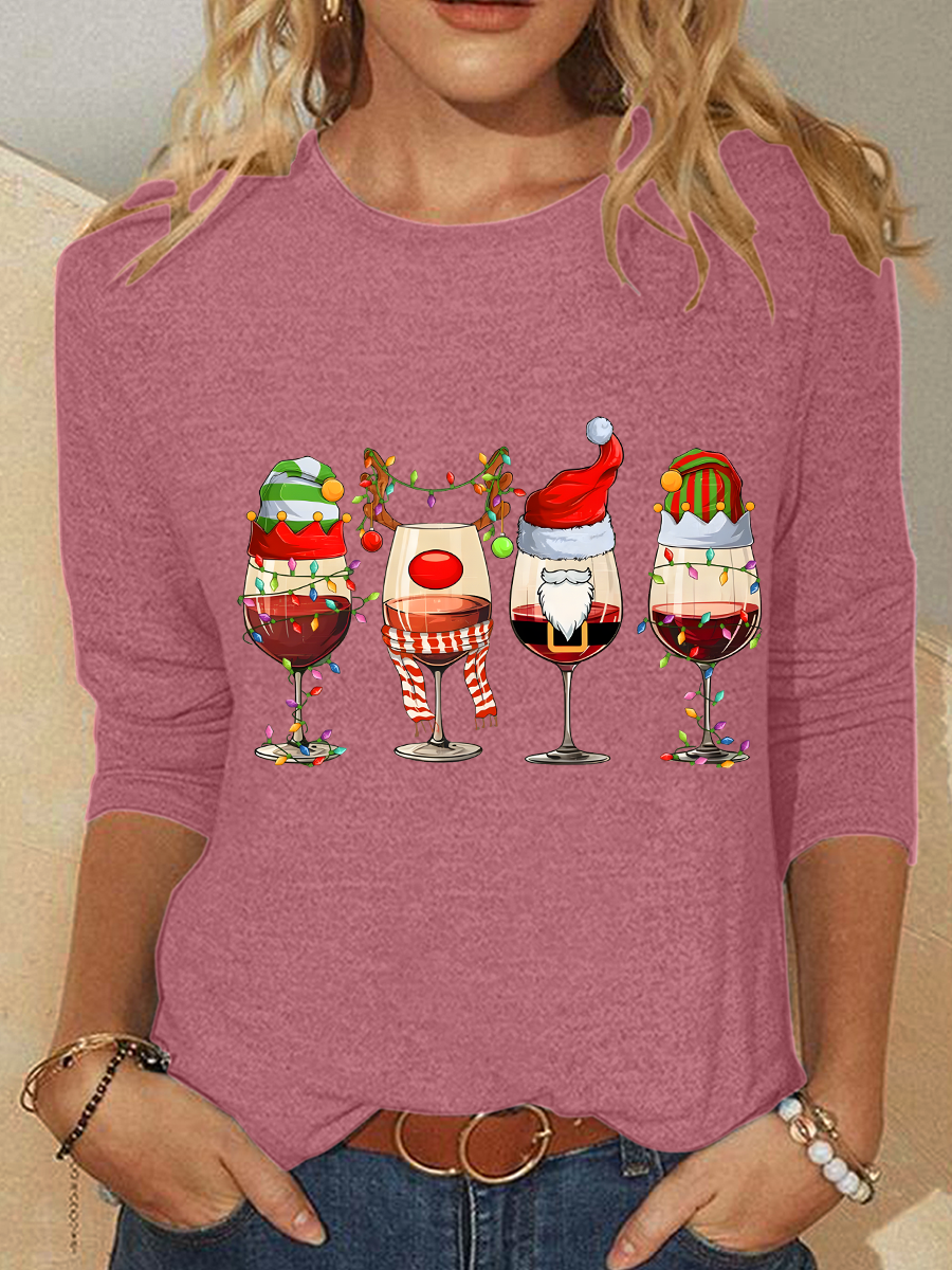 Christmas Wine Lover Long sleeve Shirt