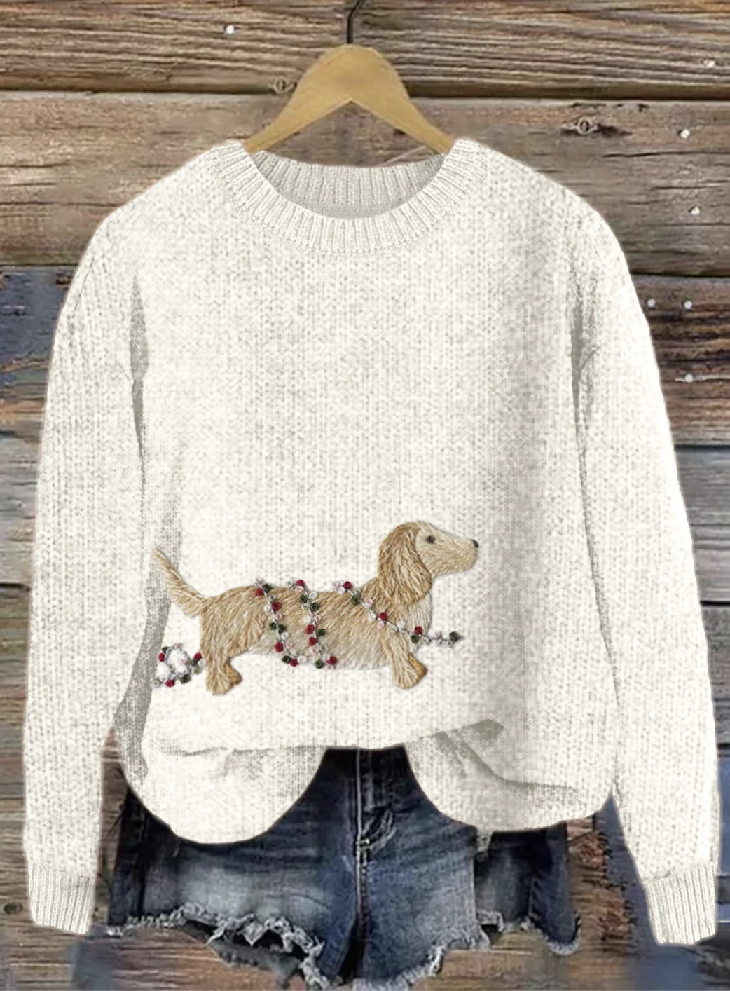 Christmas pet dog knitted round neck sweater