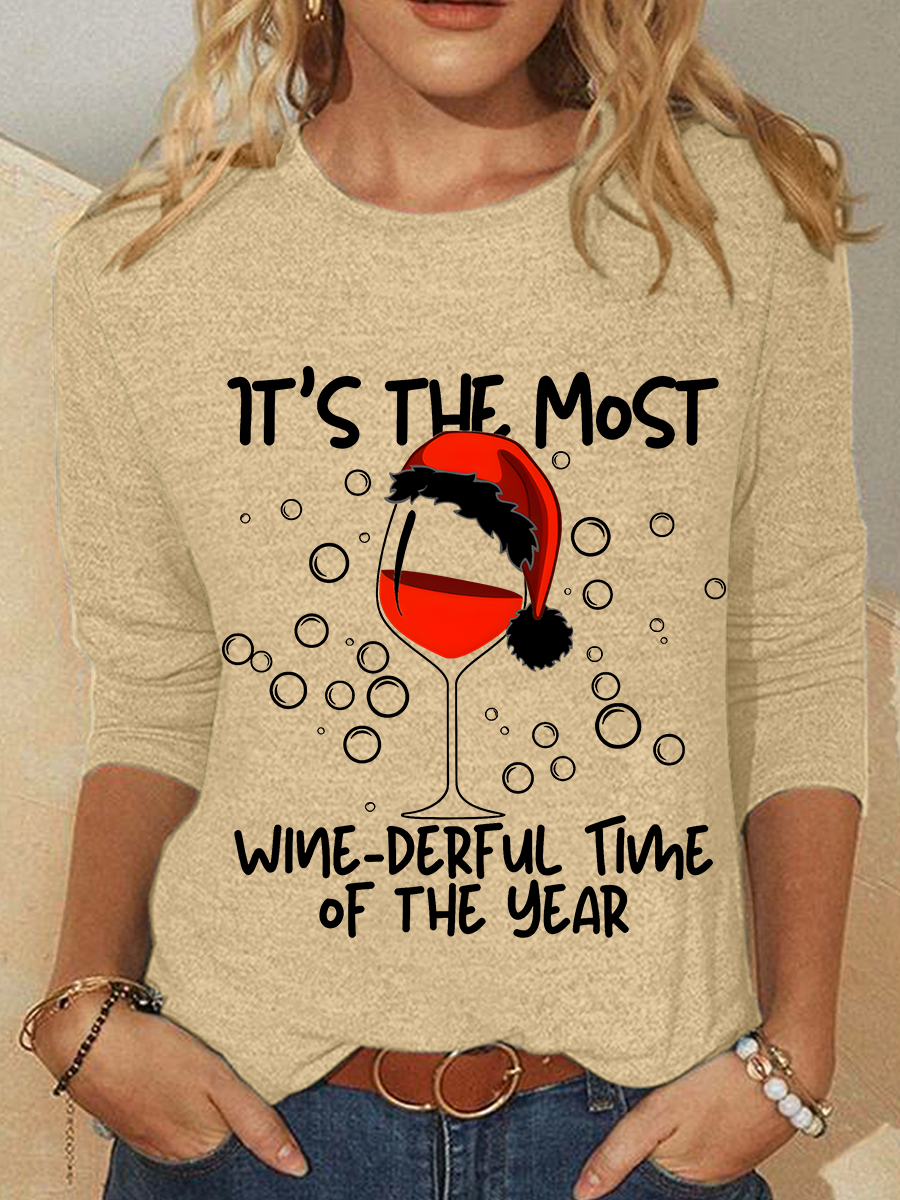 Wine-themed Christmas Long sleeve Shirt