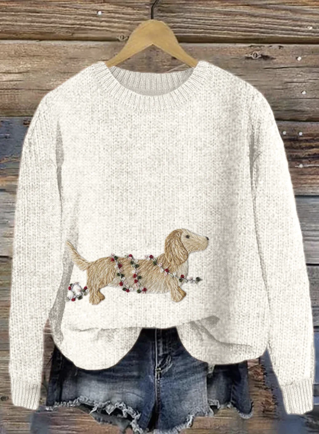 Christmas pet dog knitted round neck sweater