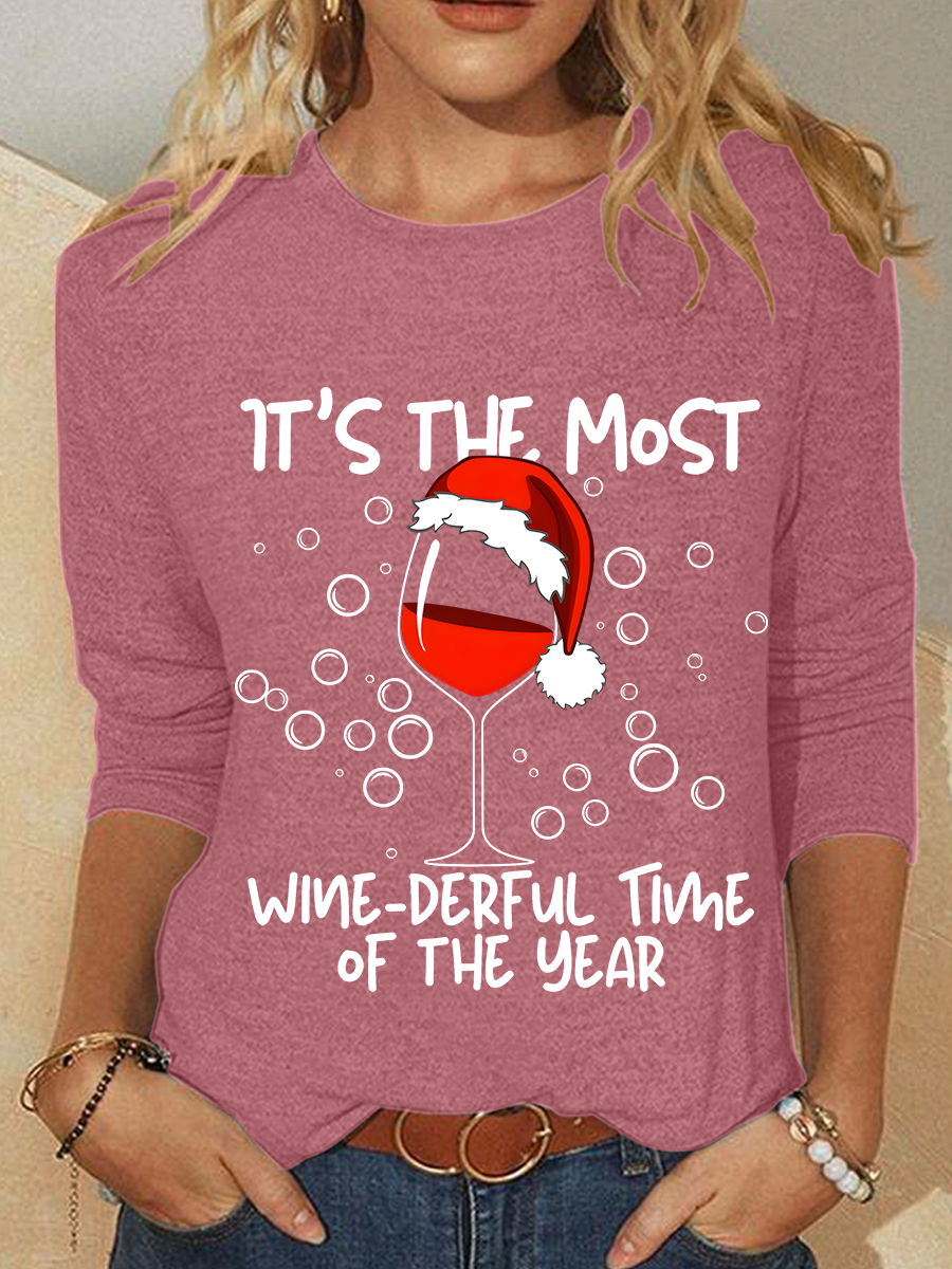 Wine-themed Christmas Long sleeve Shirt