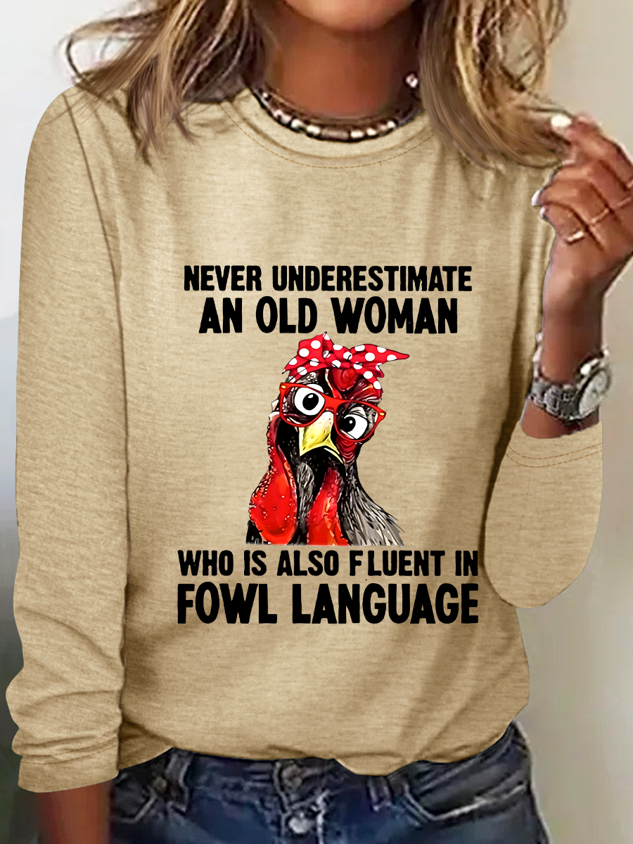 Never Underestimate An Old Woman Casual Long Sleeve Shirt