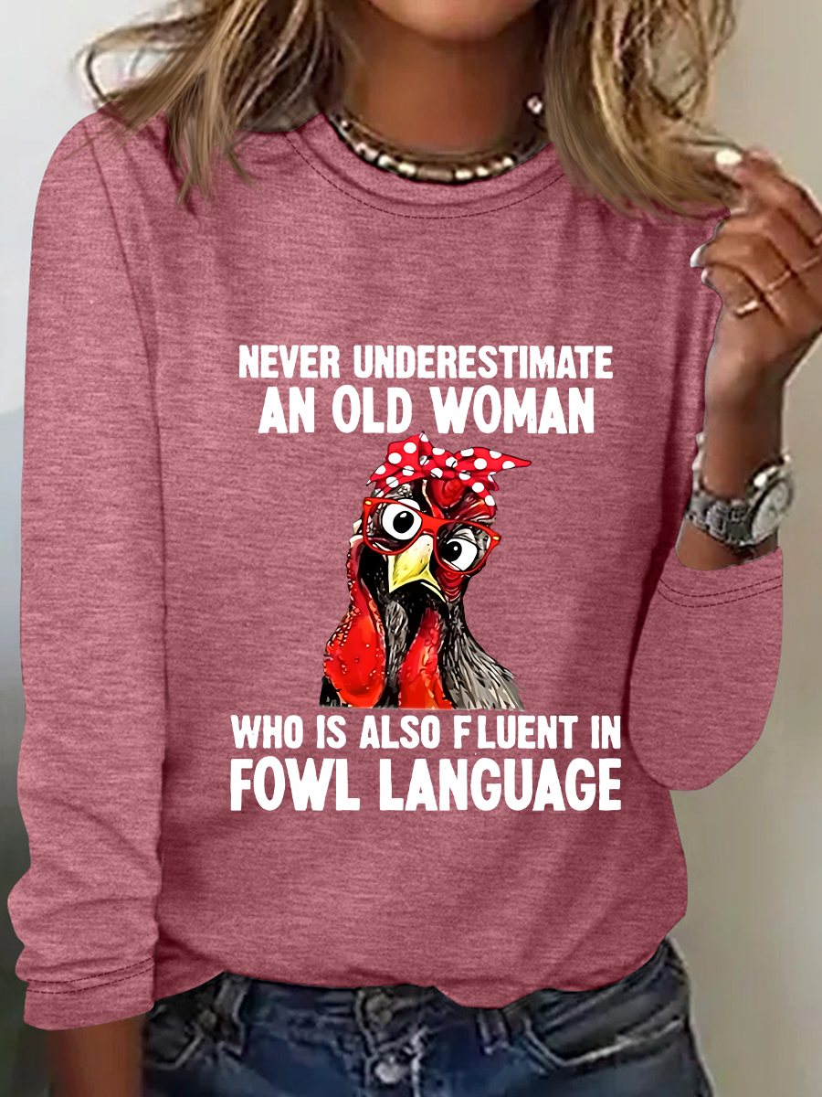 Never Underestimate An Old Woman Casual Long Sleeve Shirt