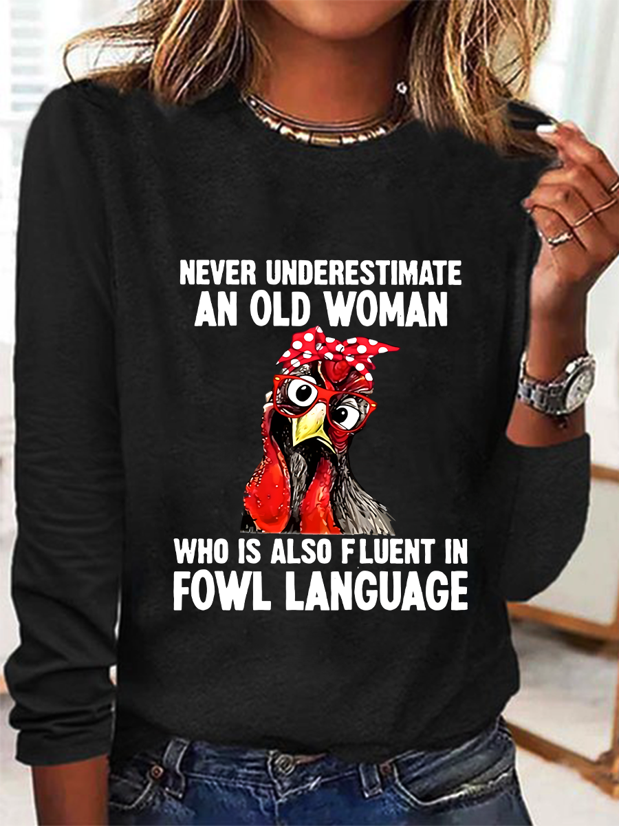 Never Underestimate An Old Woman Casual Long Sleeve Shirt