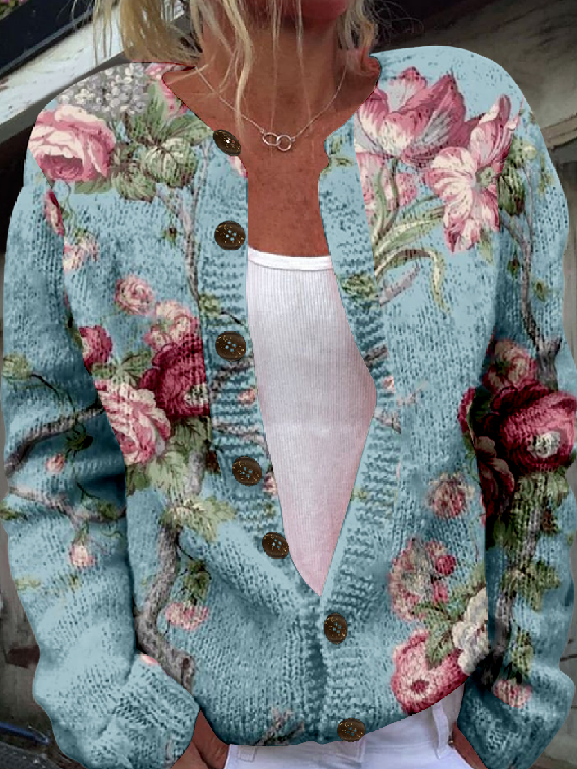 Floral Casual Loose Cardigan