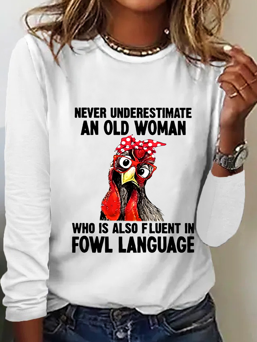 Never Underestimate An Old Woman Casual Long Sleeve Shirt