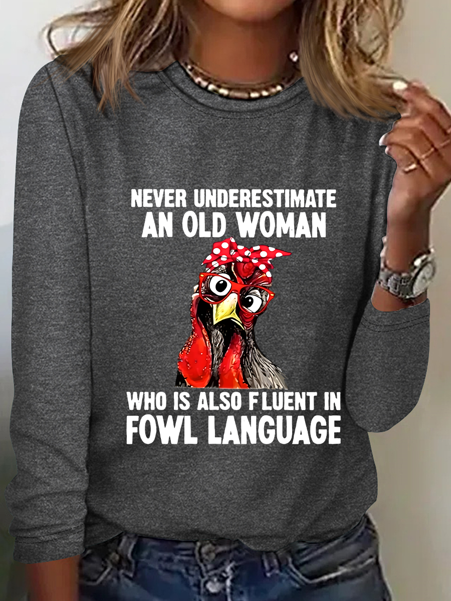 Never Underestimate An Old Woman Casual Long Sleeve Shirt