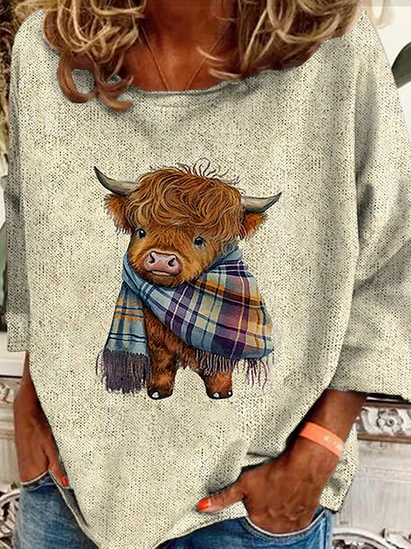 Women's West Highland Cow Print Casual Sweatshirt