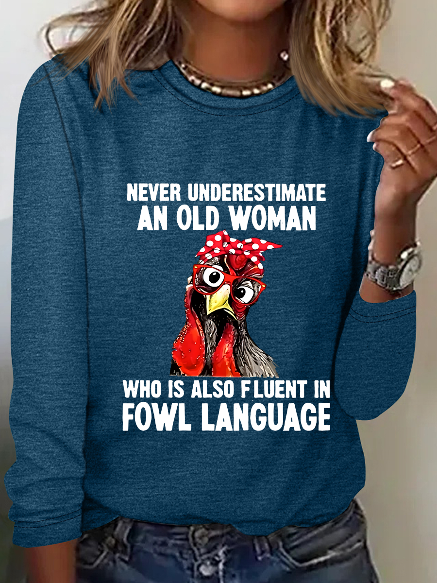 Never Underestimate An Old Woman Casual Long Sleeve Shirt