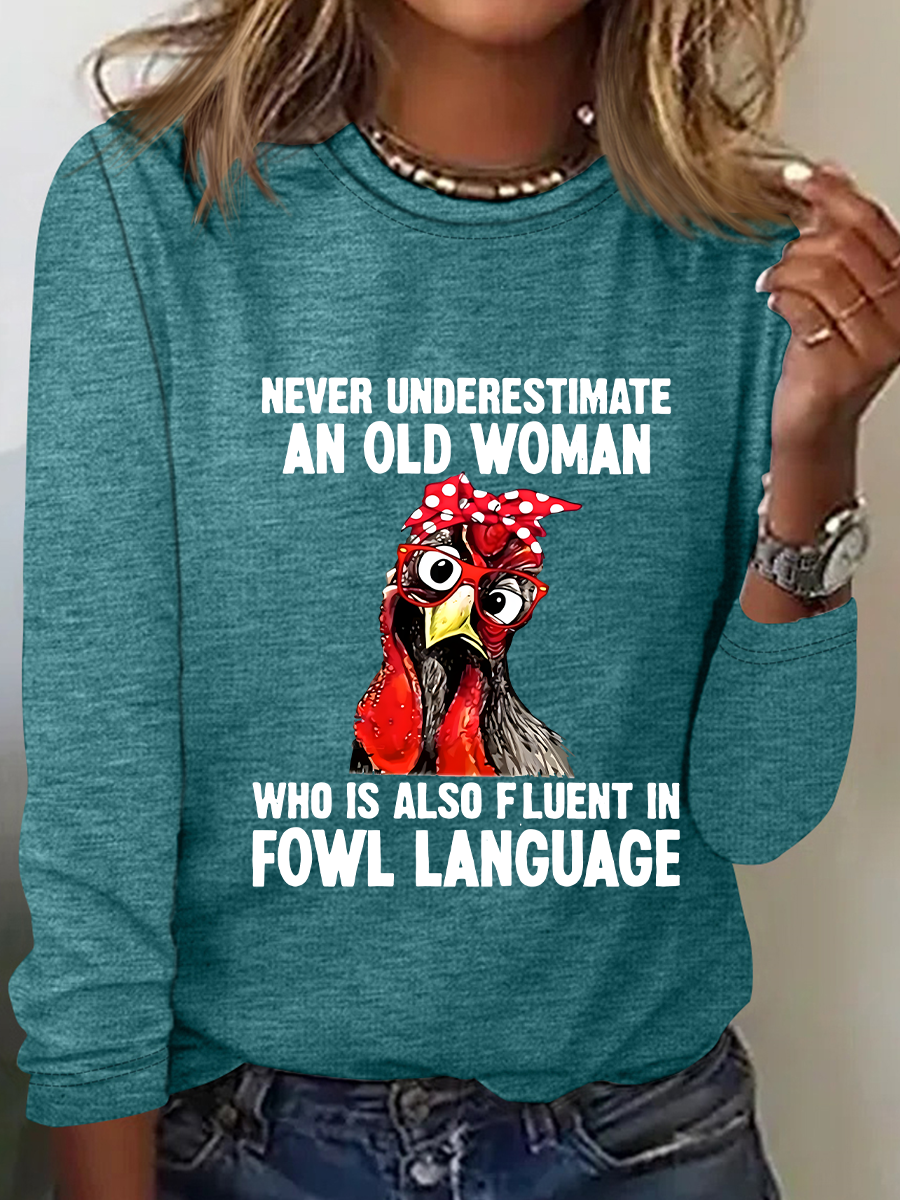 Never Underestimate An Old Woman Casual Long Sleeve Shirt