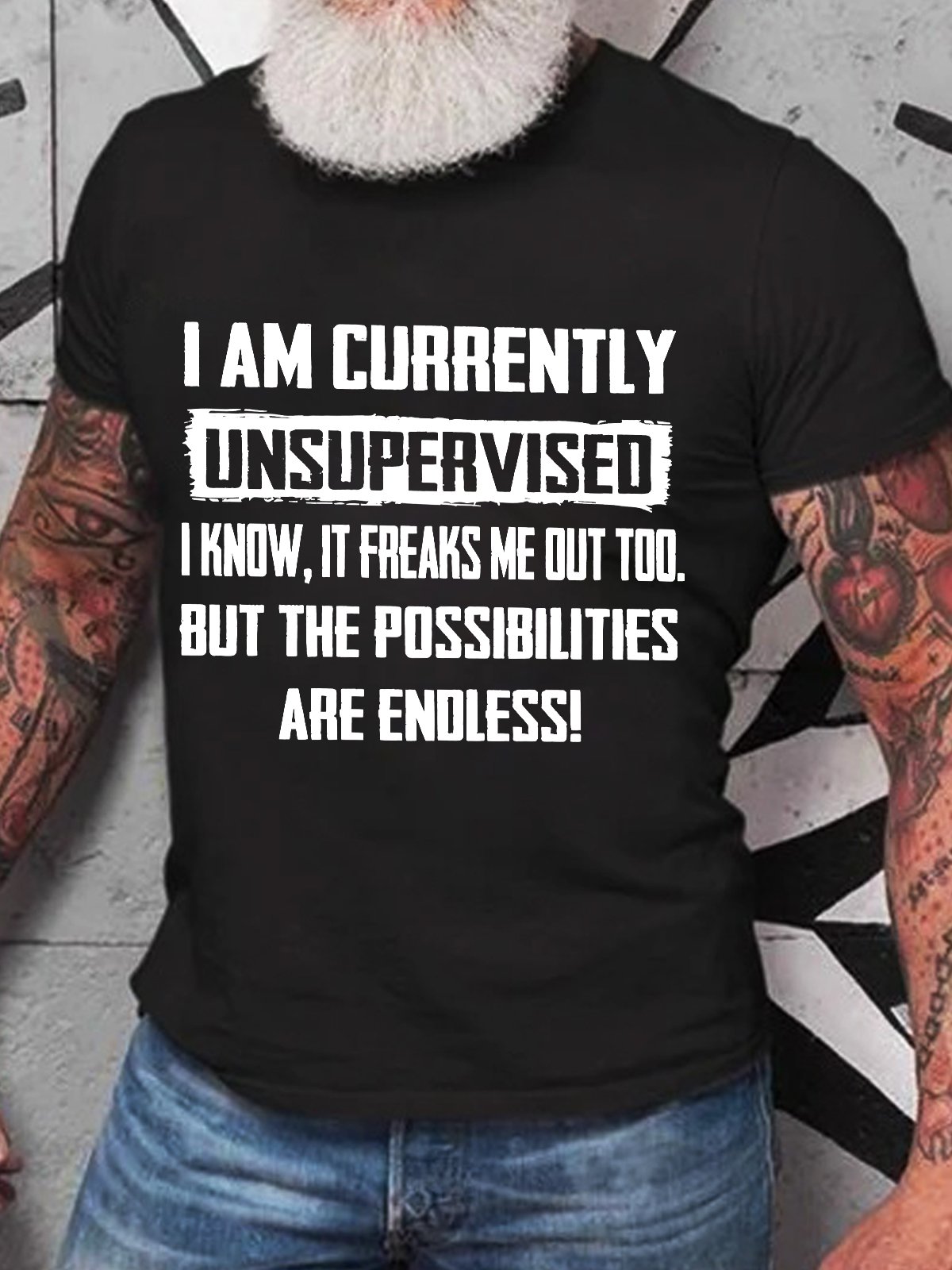 Funny I Am Currently Unsupervised Hilarious Funny Saying Cotton T-shirt