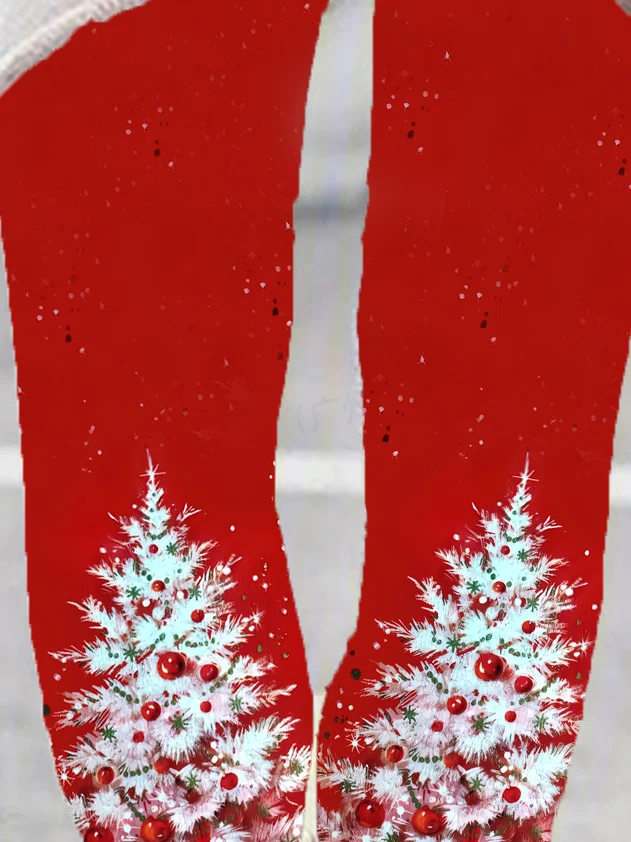 Christmas Tree Print Casual Leggings