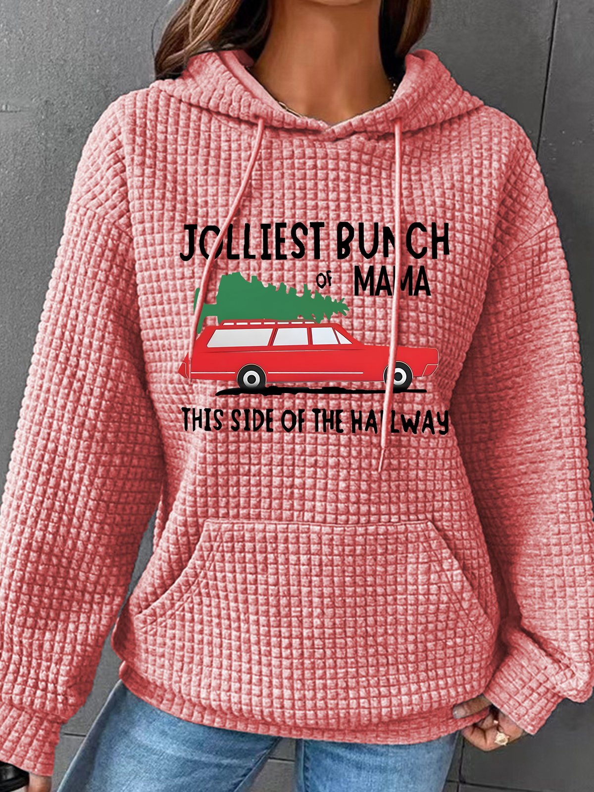 Jolliest Bunch Of  Mama Christmas Simple Loose Hoodie