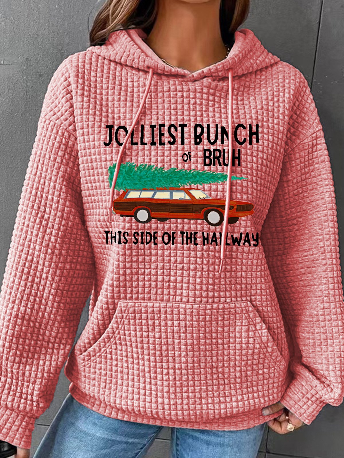 Jolliest Bunch Of Bruh Christmas Simple Loose Hoodie