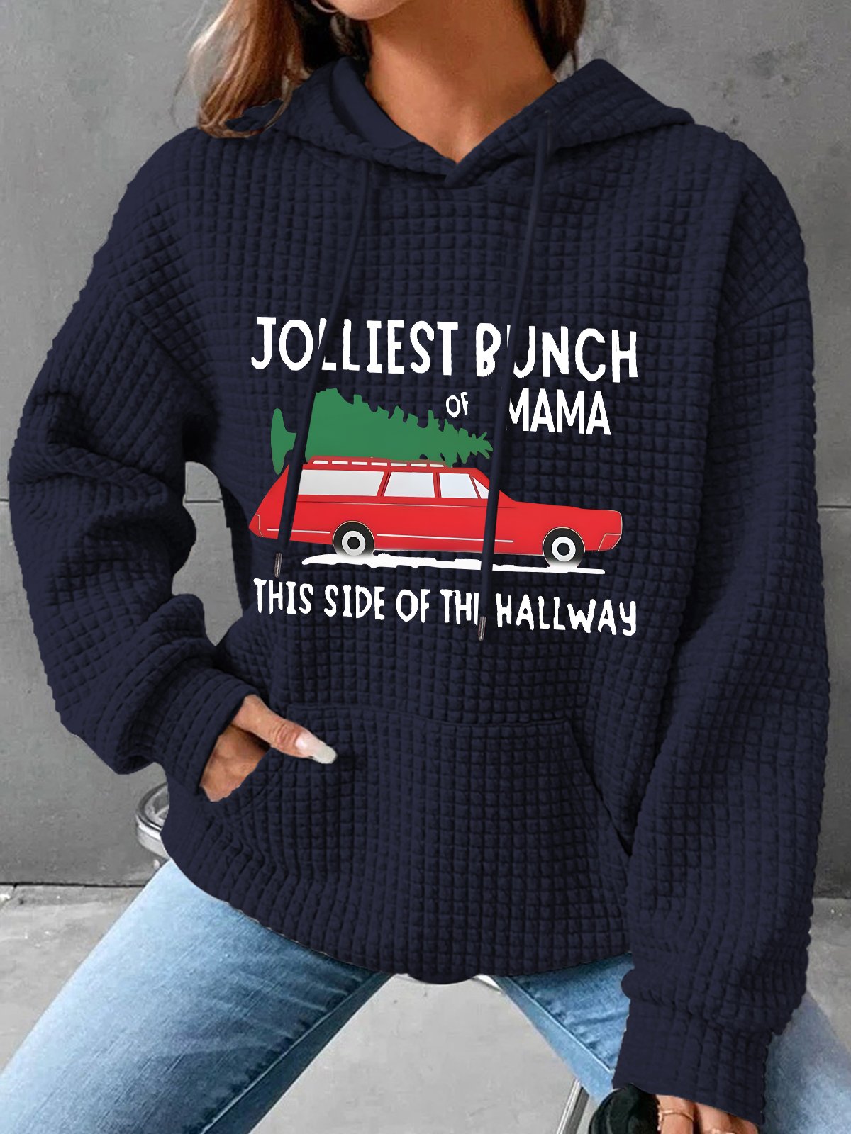 Jolliest Bunch Of  Mama Christmas Simple Loose Hoodie