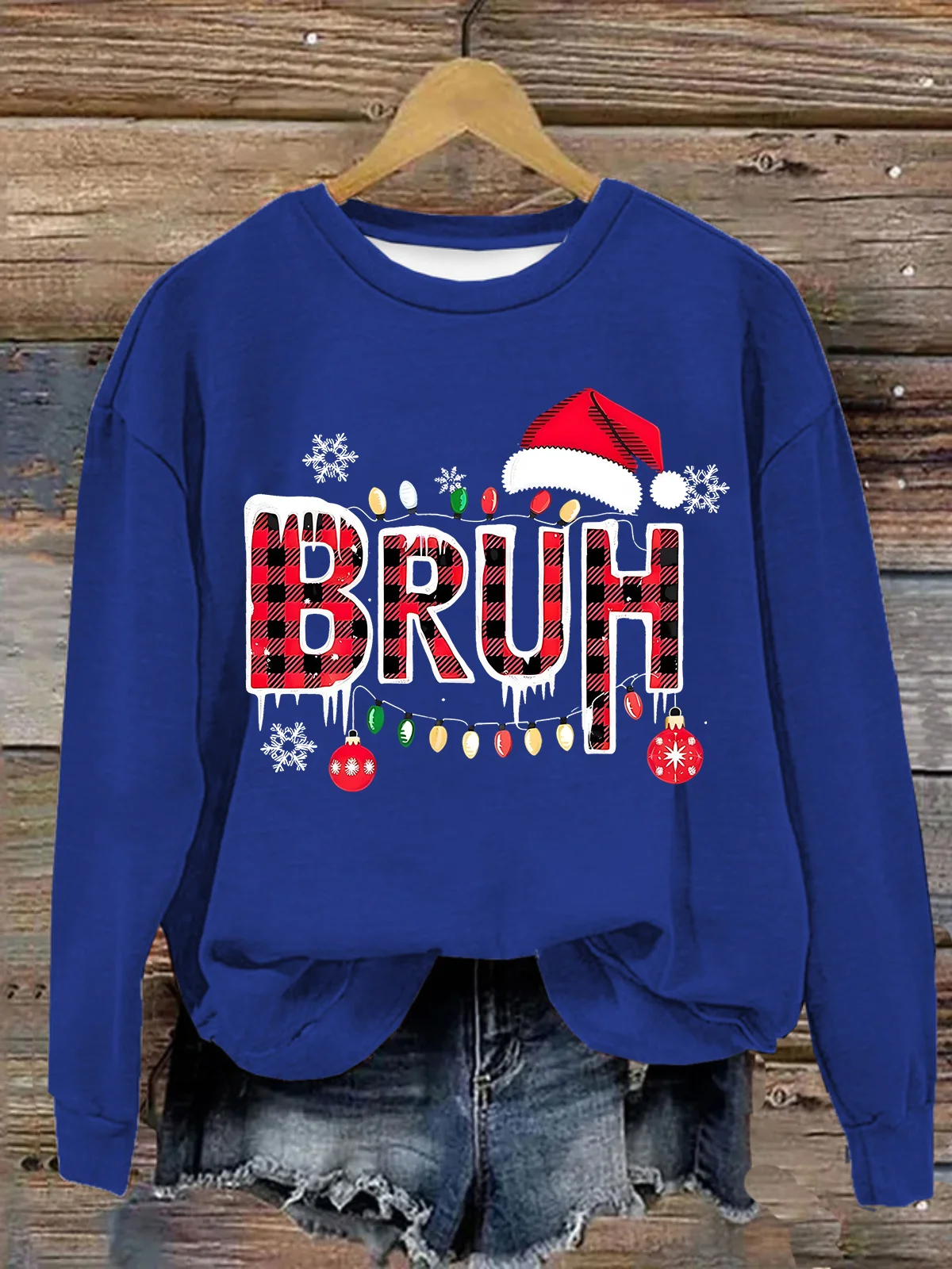 Funny Bruh Christmas Crew Neck Casual Loose Sweatshirt