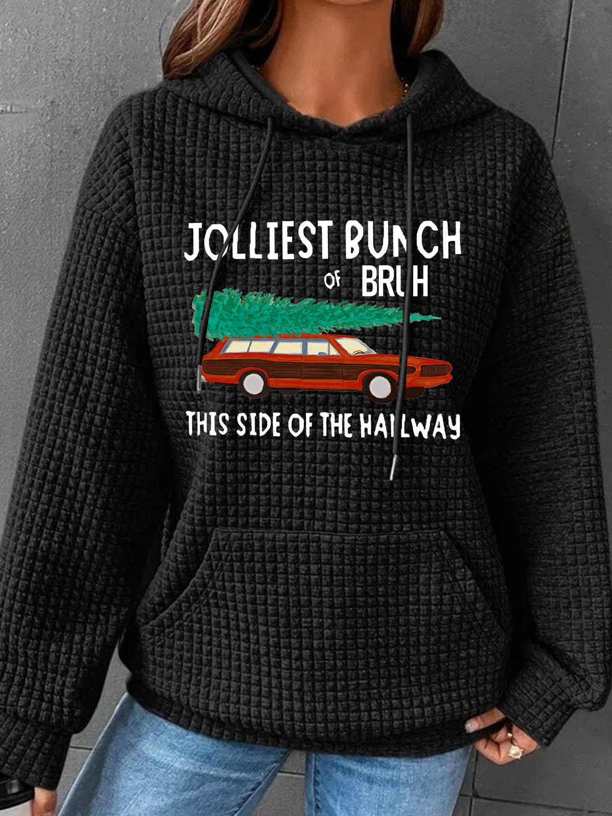 Jolliest Bunch Of Bruh Christmas Simple Loose Hoodie