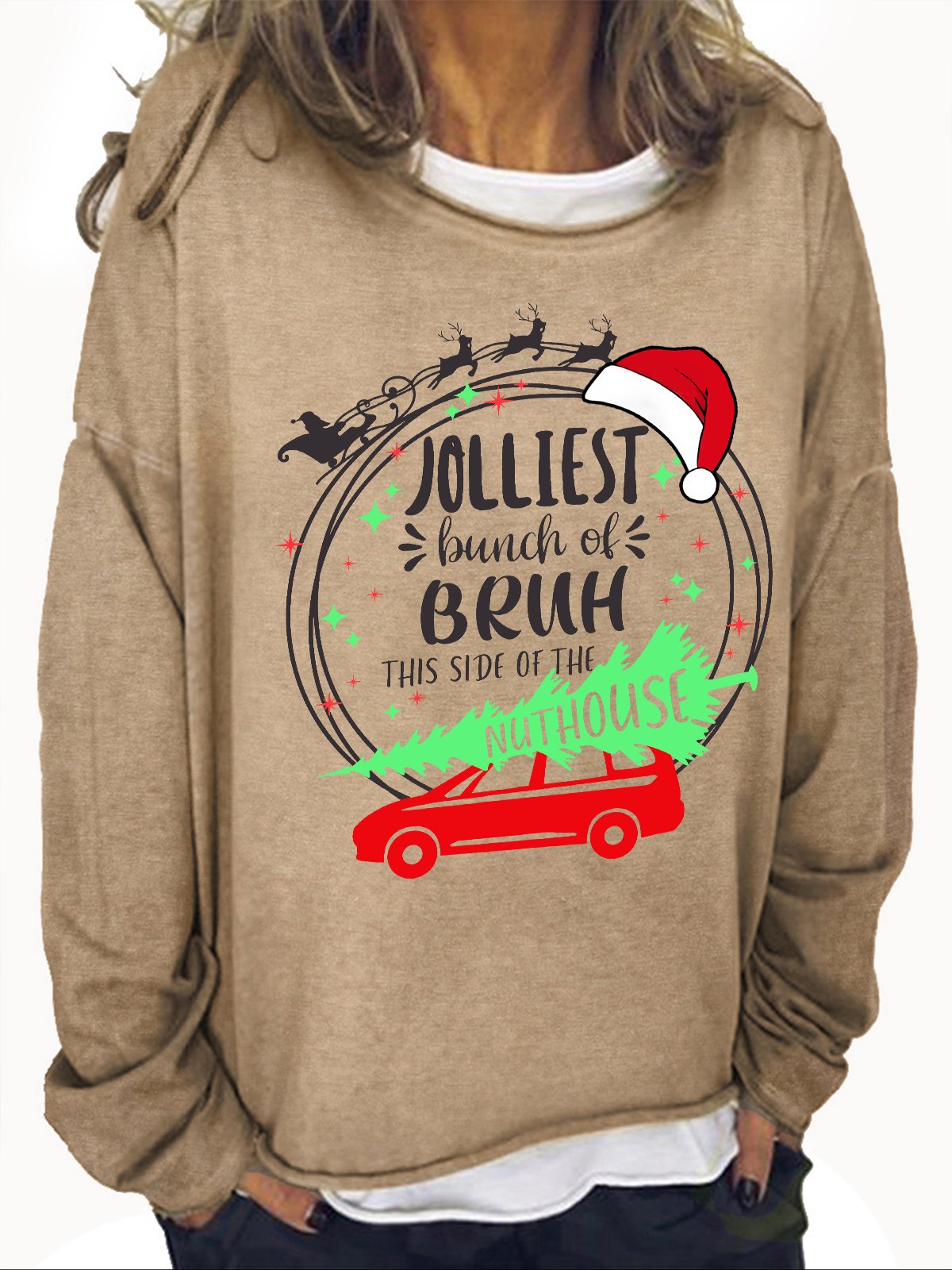 Jolliest Bunch of Bruh Christmas Casual Sweatshirt