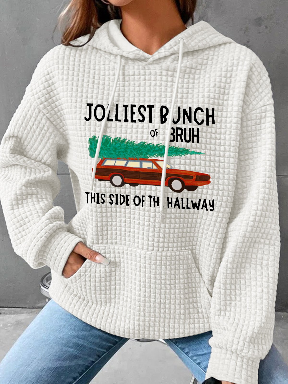 Jolliest Bunch Of Bruh Christmas Simple Loose Hoodie