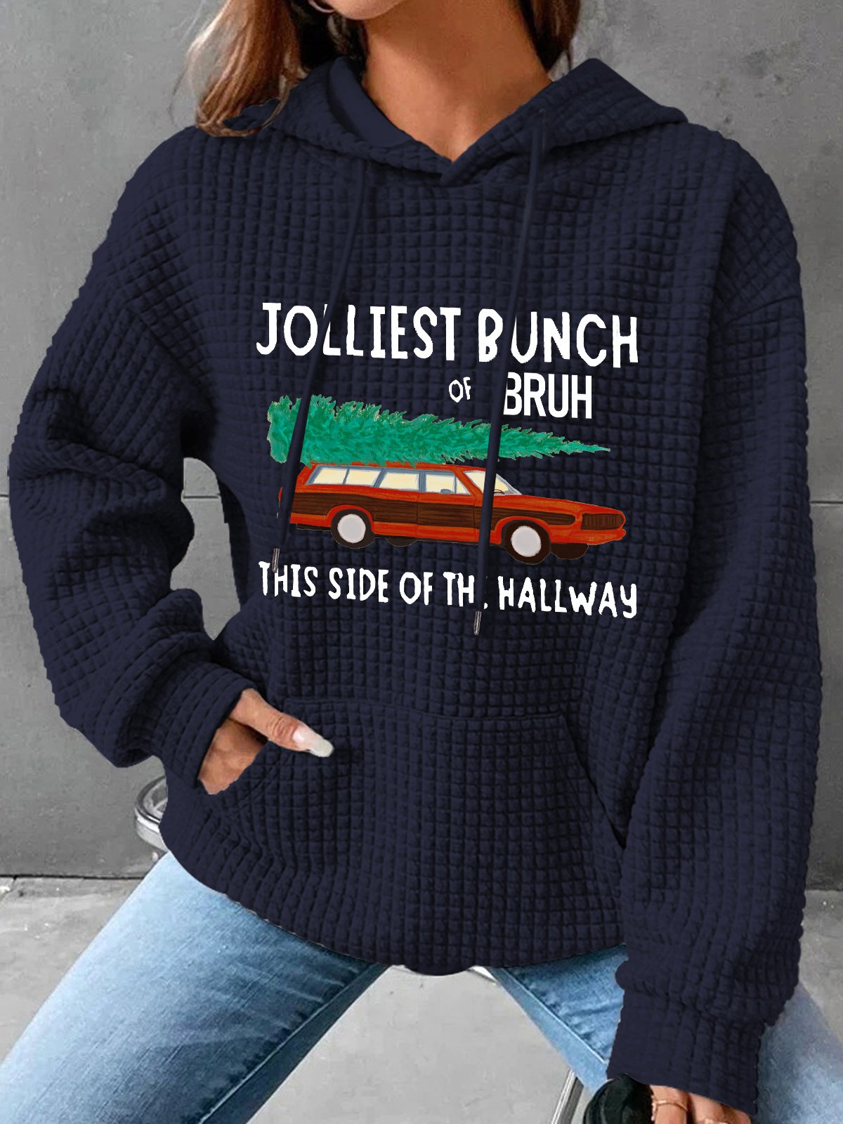 Jolliest Bunch Of Bruh Christmas Simple Loose Hoodie