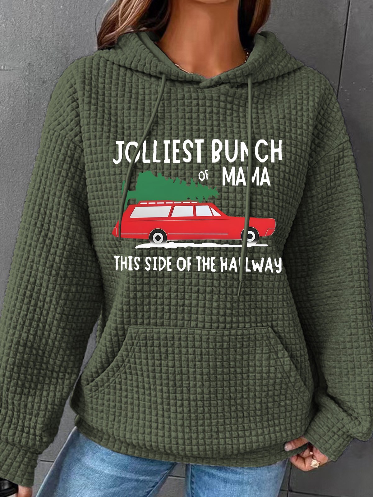 Jolliest Bunch Of  Mama Christmas Simple Loose Hoodie