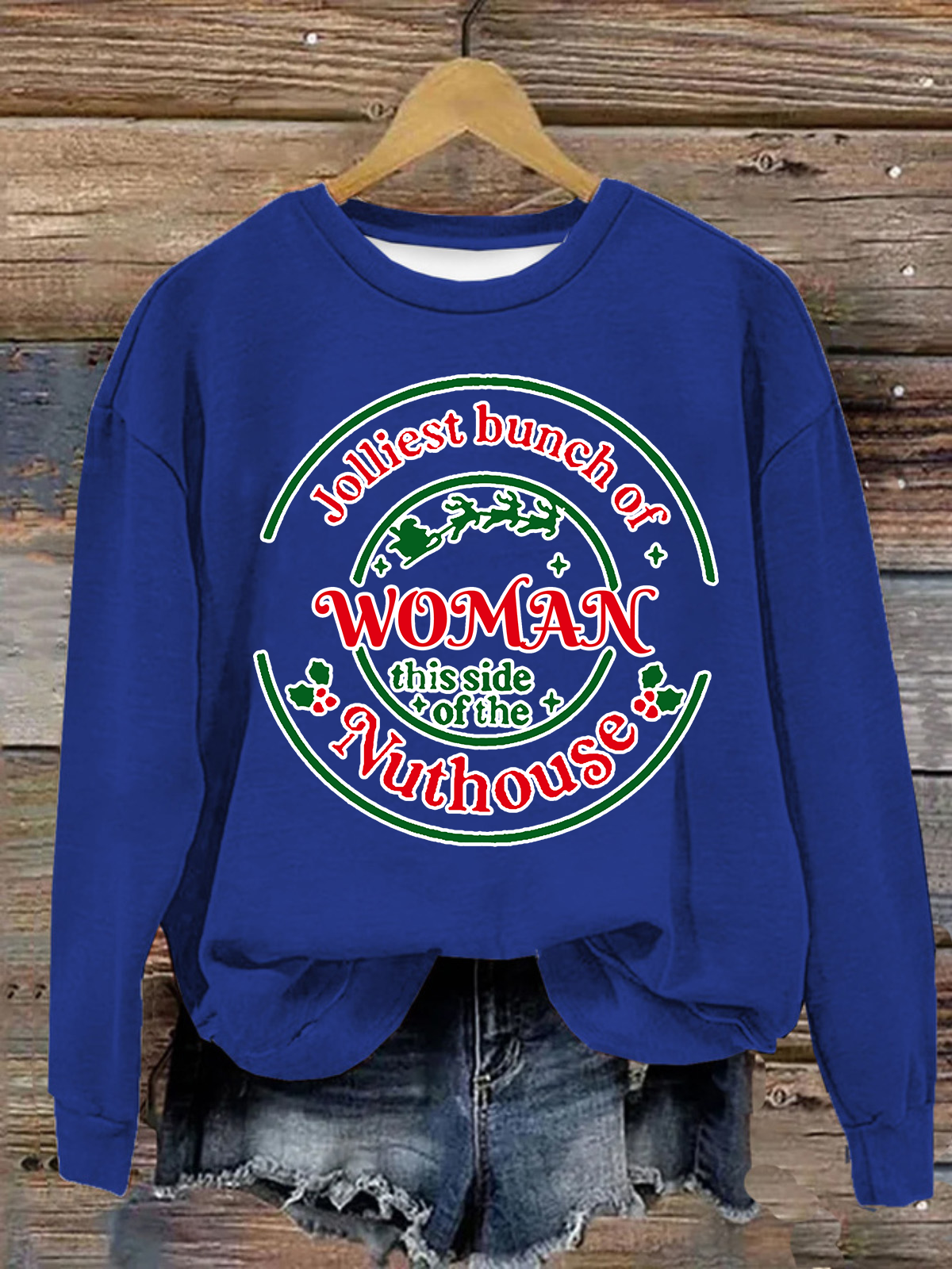 Jolliest Bunch of Woman Casual Christmas Cotton Sweatshirt