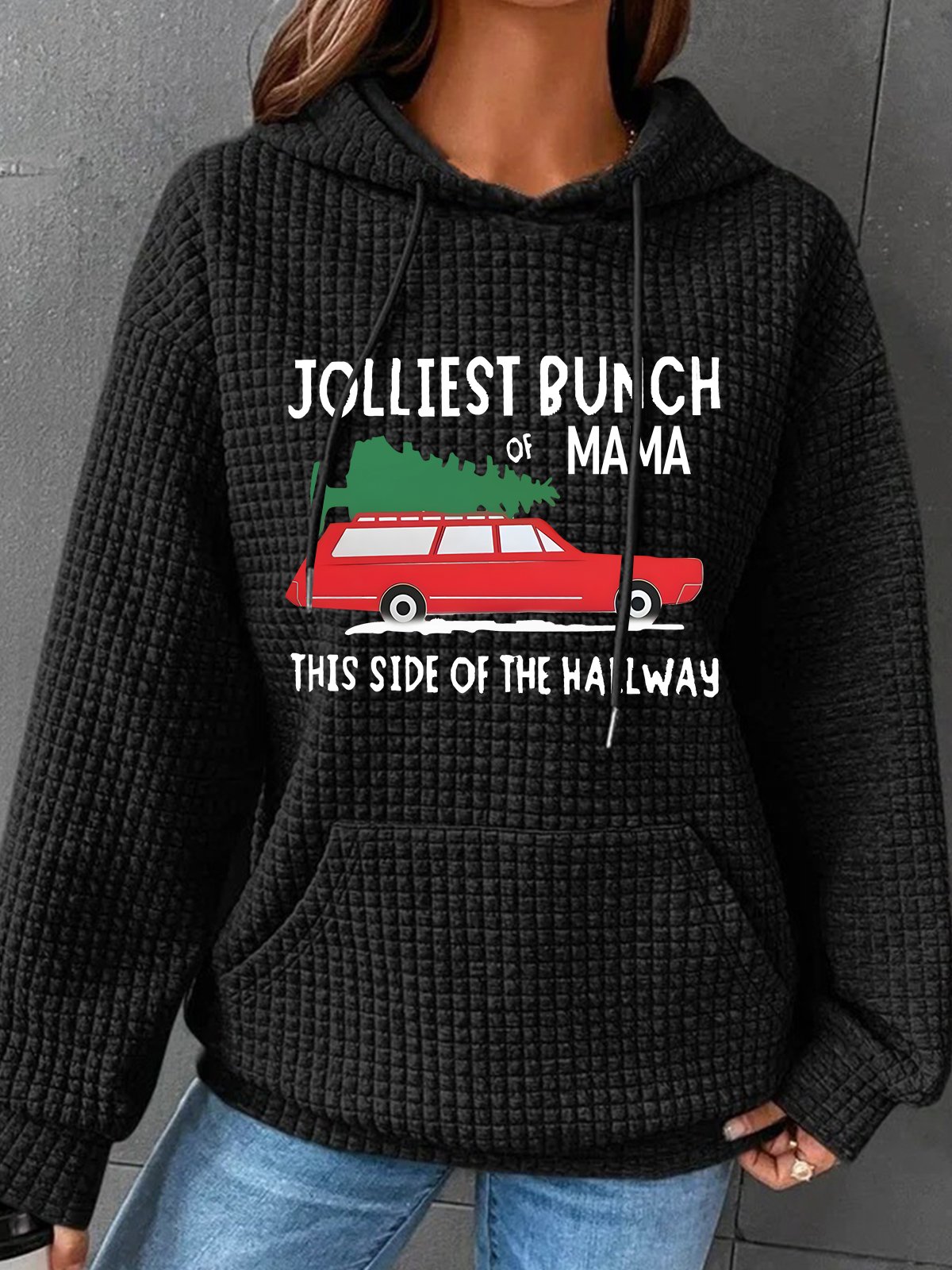 Jolliest Bunch Of  Mama Christmas Simple Loose Hoodie