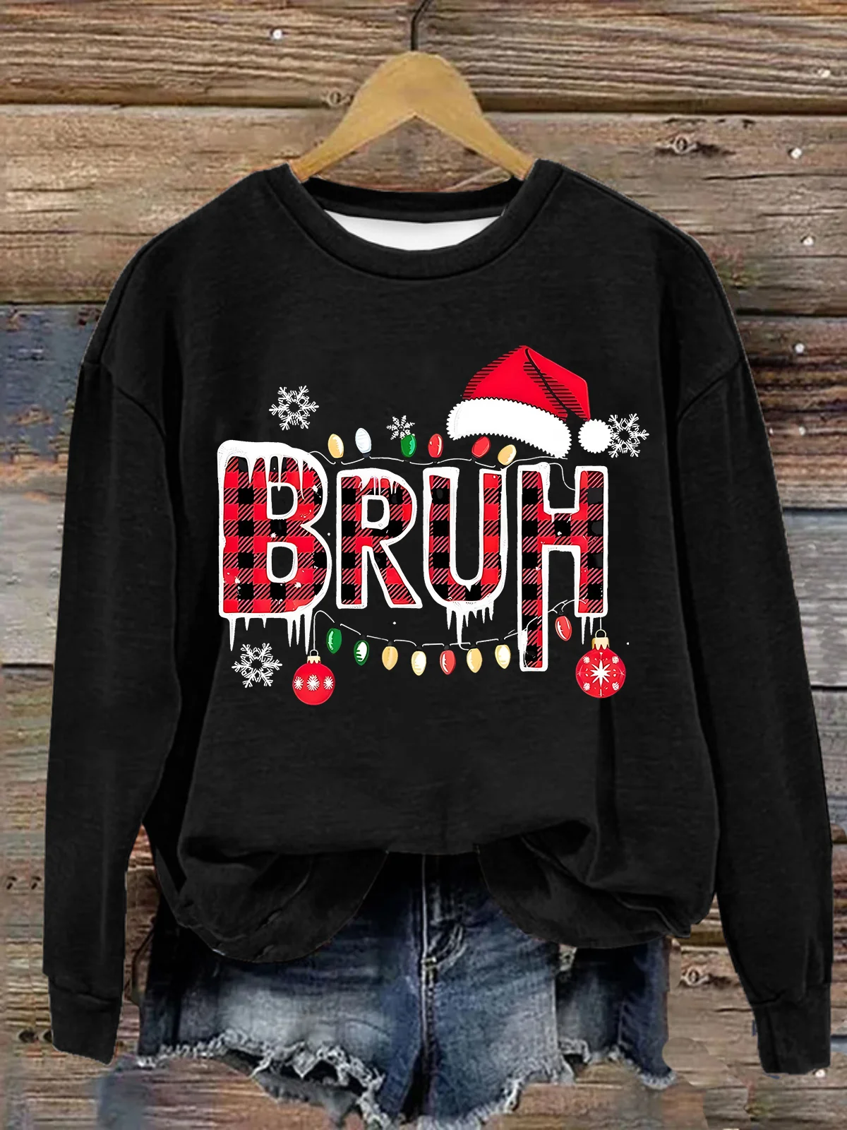 Funny Bruh Christmas Crew Neck Casual Loose Sweatshirt