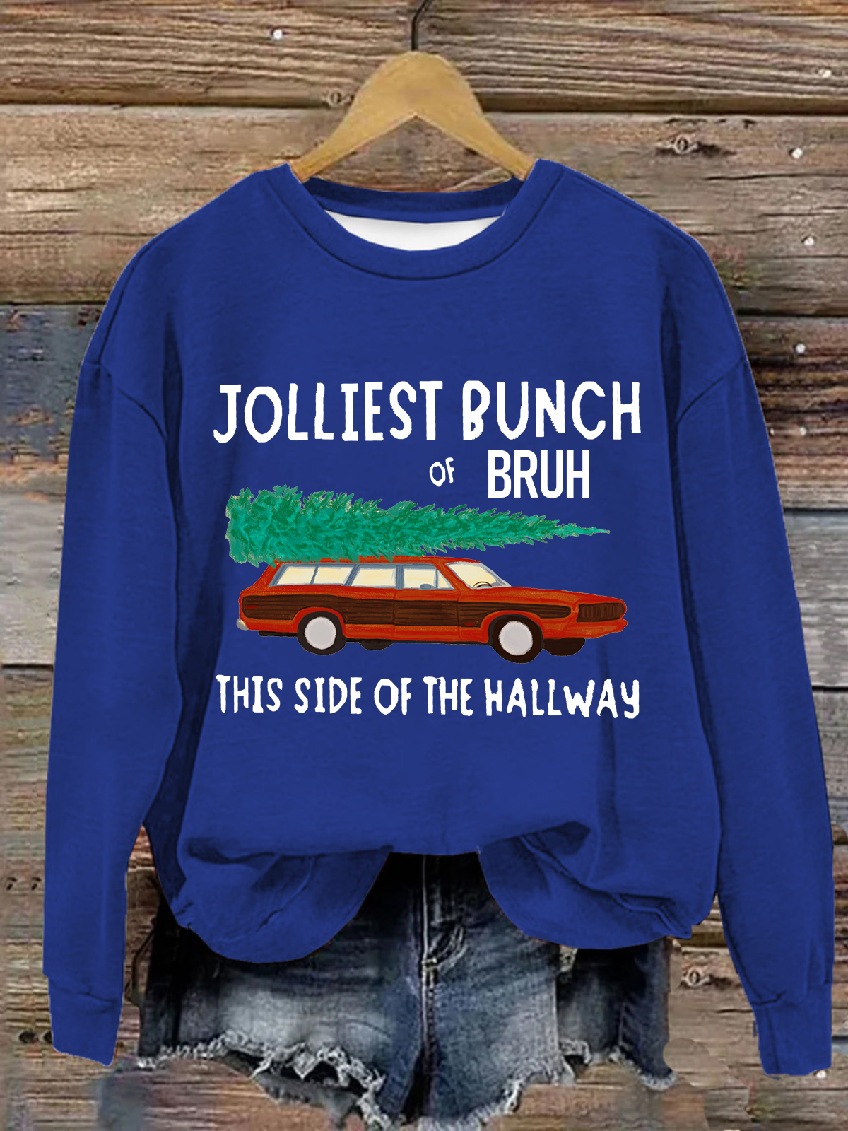 Jolliest Bunch of Bruh Christmas Crew Neck Casual Sweatshirt