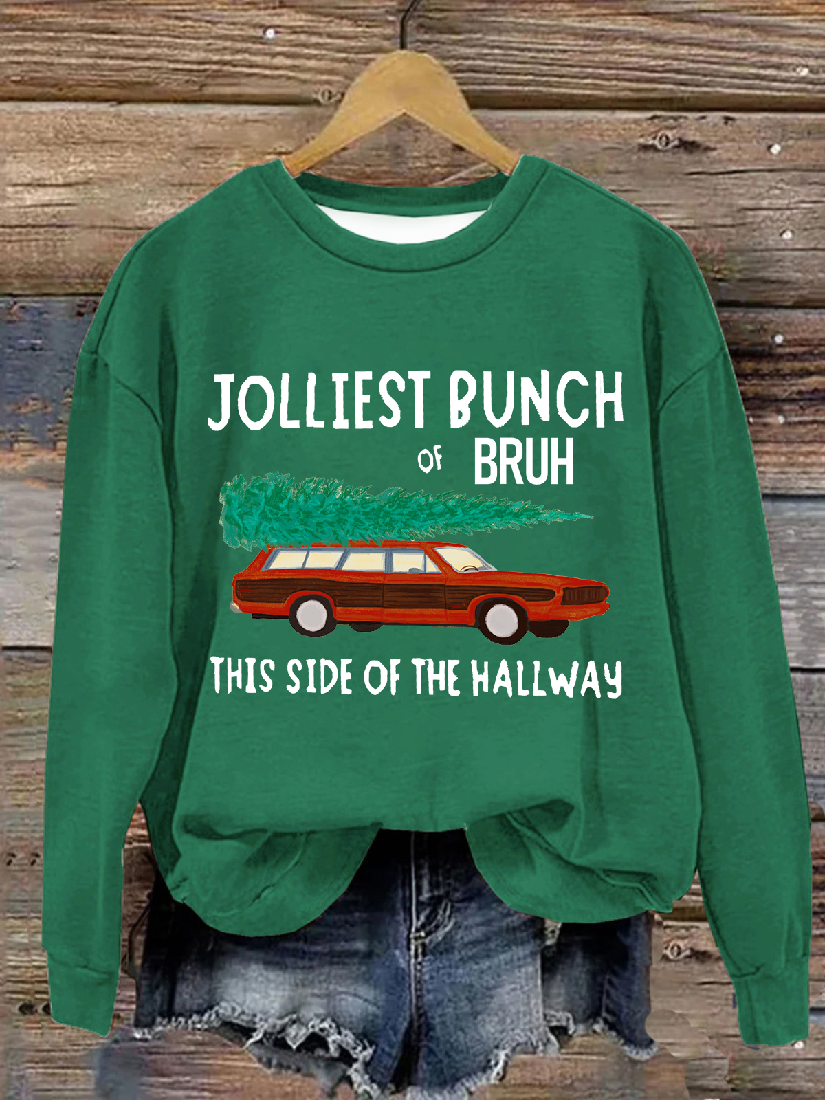 Jolliest Bunch of Bruh Christmas Crew Neck Casual Sweatshirt