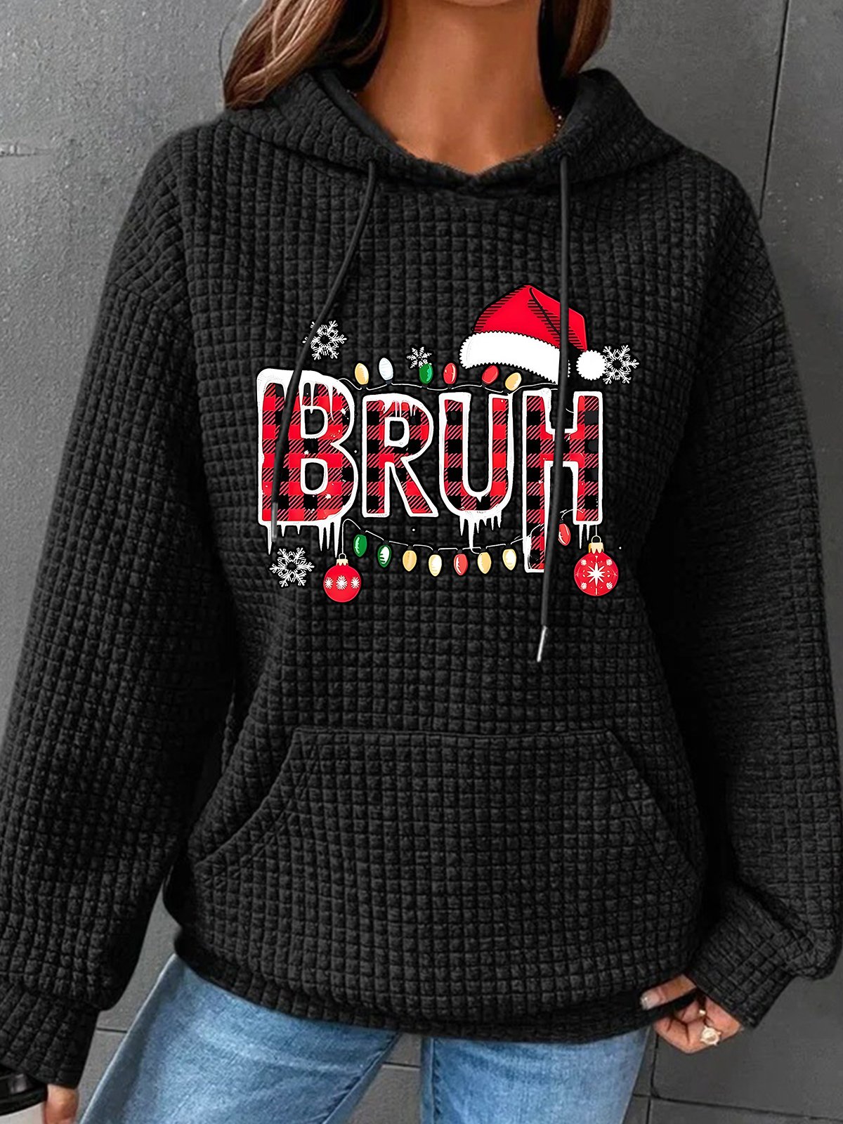 Bruh Christmas Simple Loose Hoodie