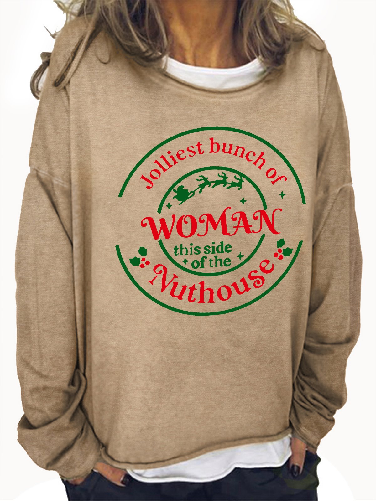 Jolliest Bunch of Woman Christmas Casual Sweatshirt