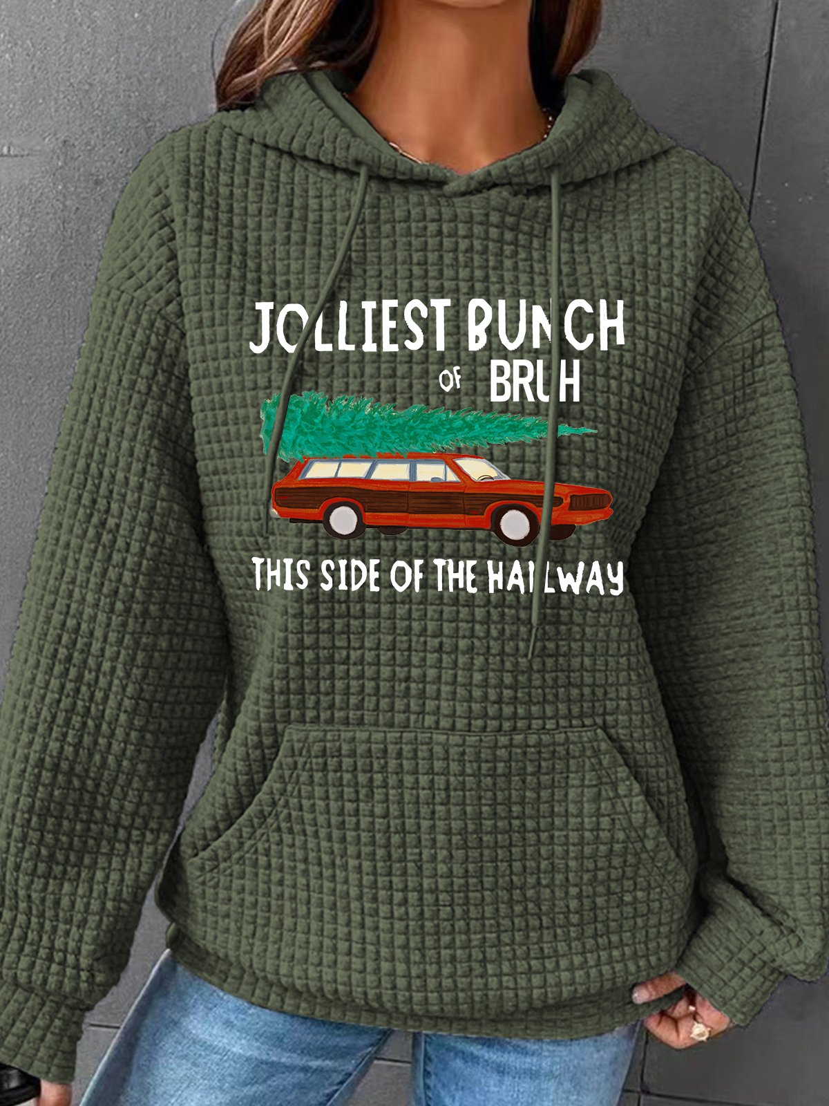 Jolliest Bunch Of Bruh Christmas Simple Loose Hoodie