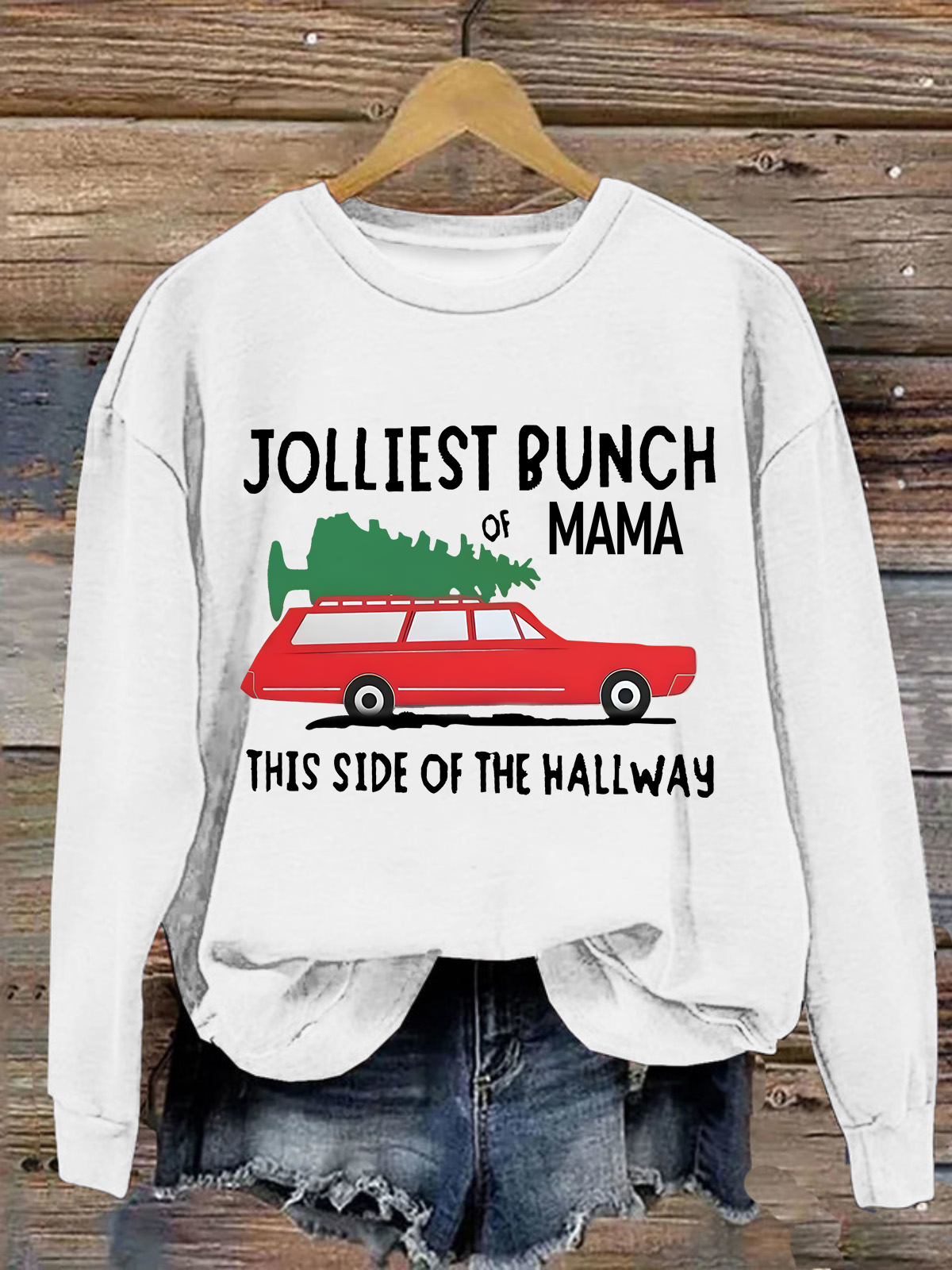 Jolliest Bunch Of  Mama Crew Neck Casual Loose Christmas Sweatshirt