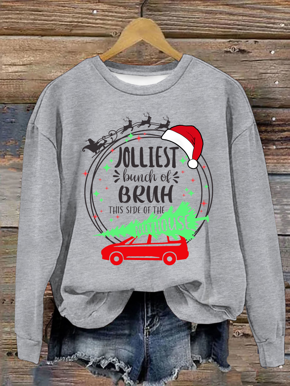 Jolliest Bunch Of Bruh Casual Loose Christmas Sweatshirt