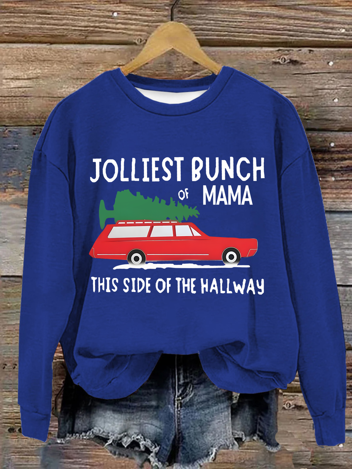 Jolliest Bunch Of  Mama Crew Neck Casual Loose Christmas Sweatshirt