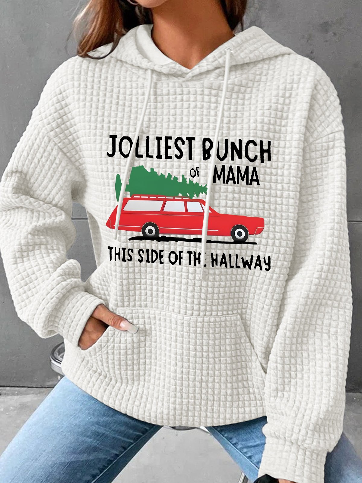 Jolliest Bunch Of  Mama Christmas Simple Loose Hoodie