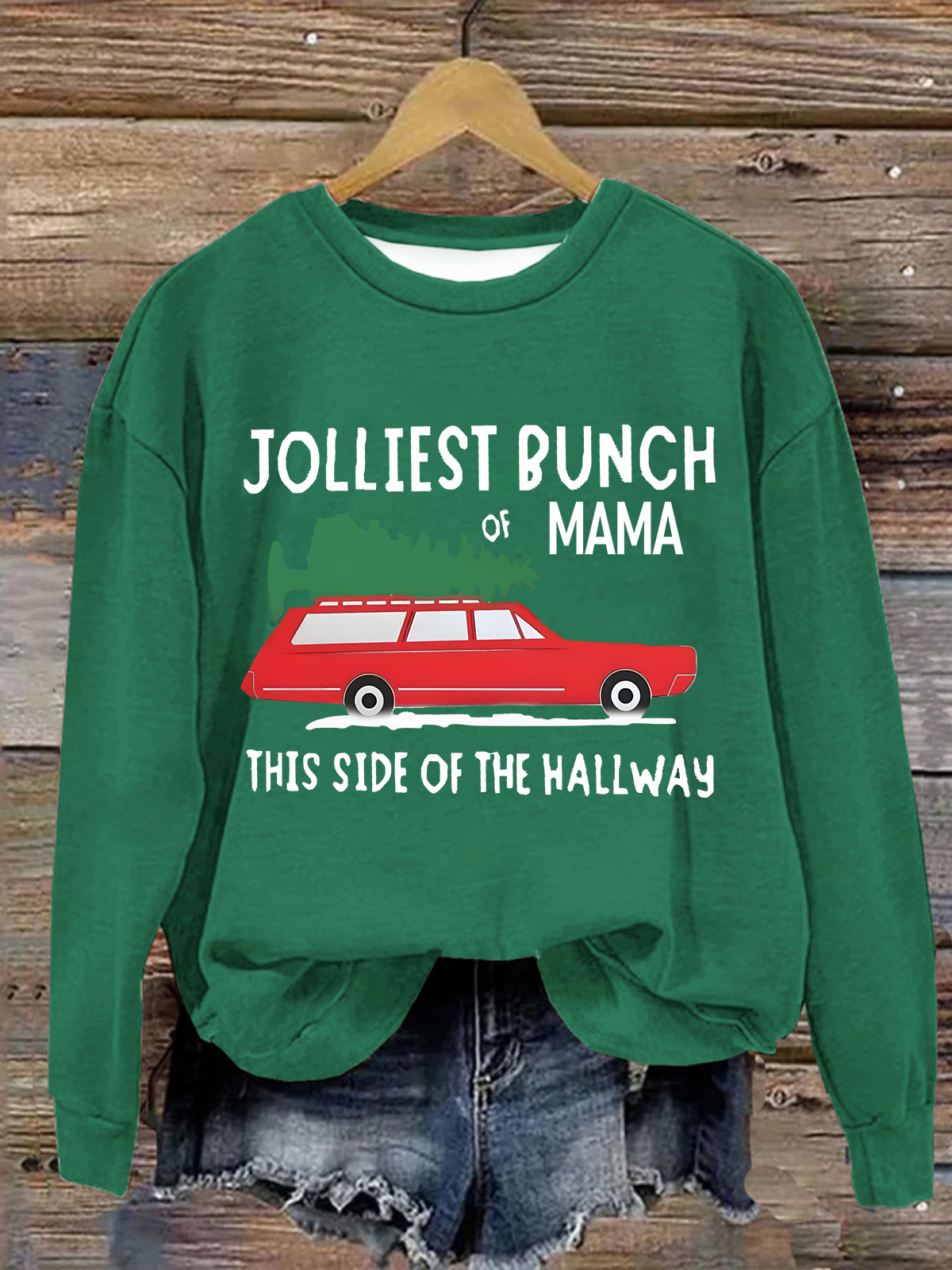 Jolliest Bunch Of  Mama Crew Neck Casual Loose Christmas Sweatshirt