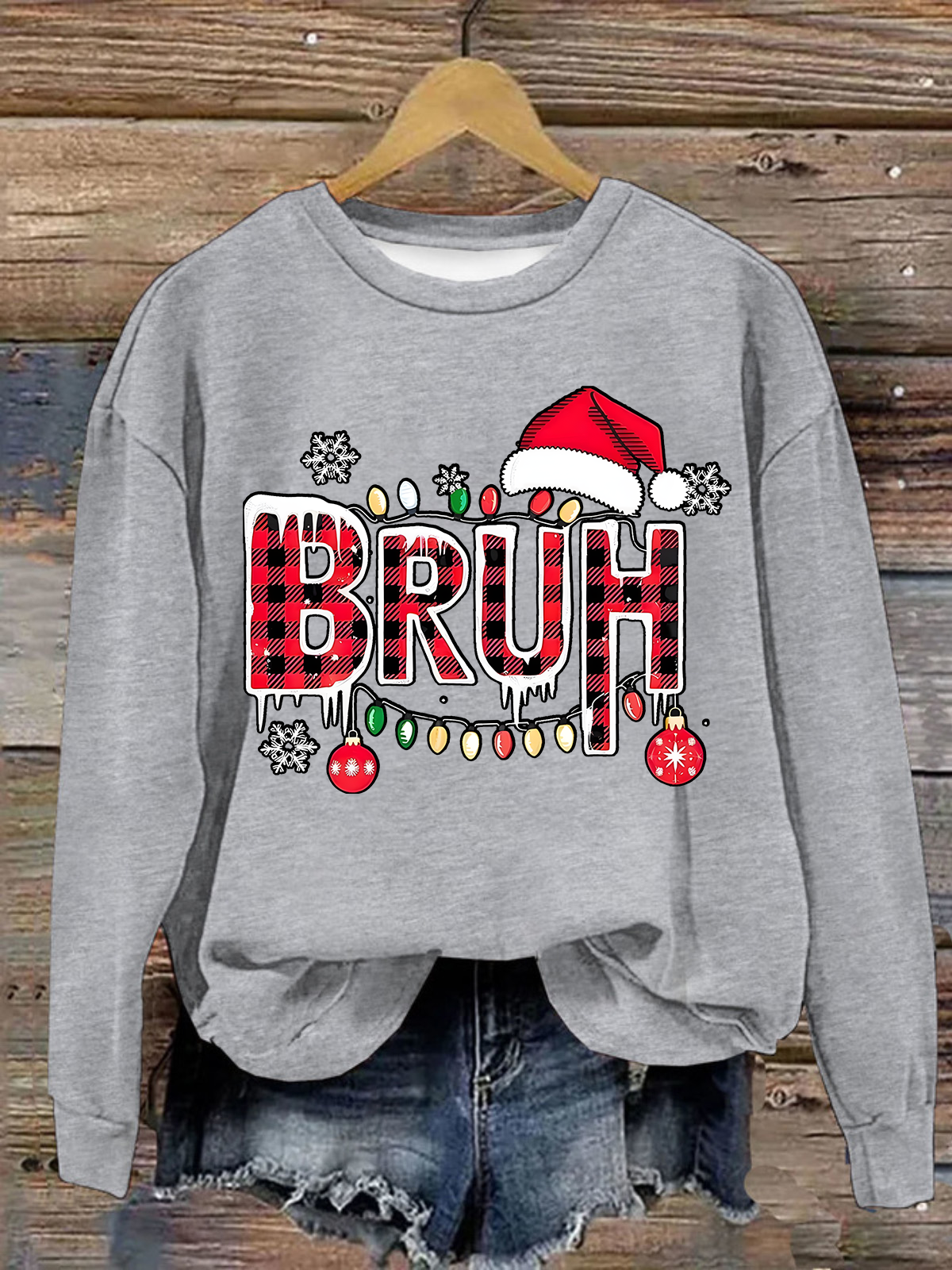 Funny Bruh Christmas Crew Neck Casual Loose Sweatshirt