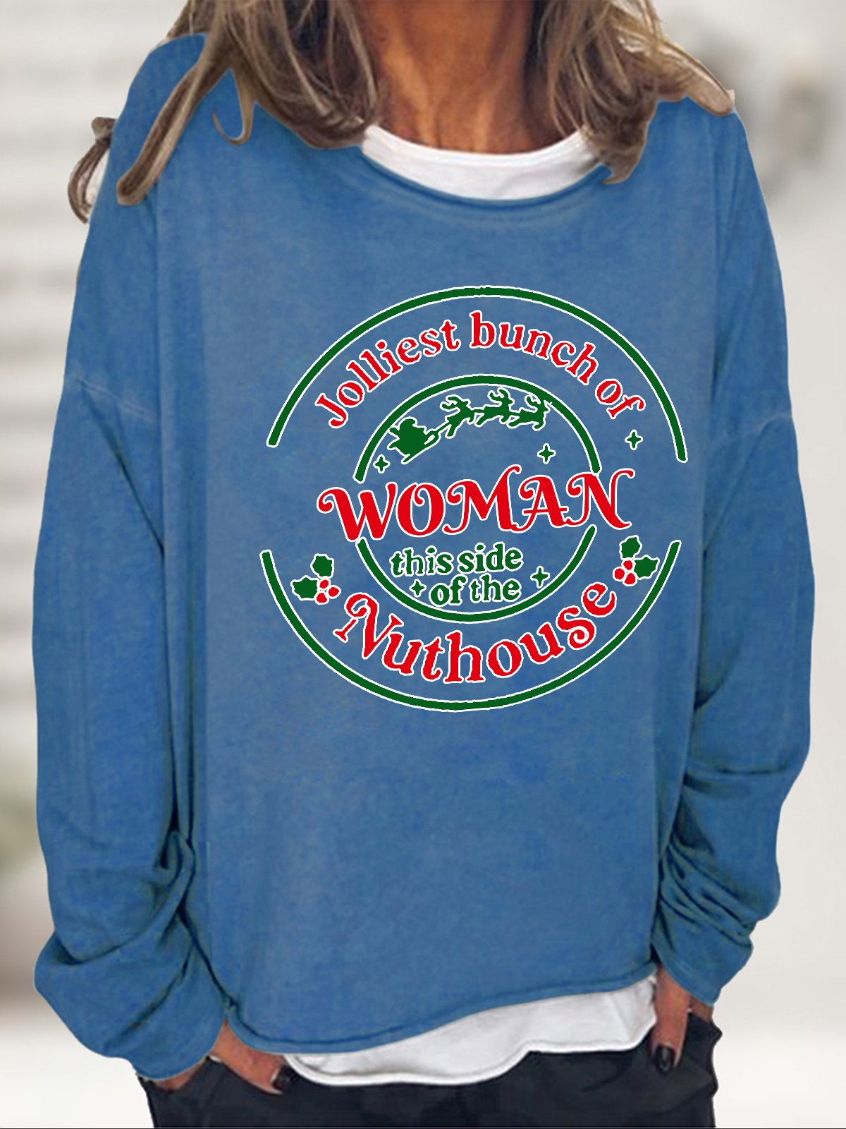 Jolliest Bunch of Woman Christmas Casual Sweatshirt