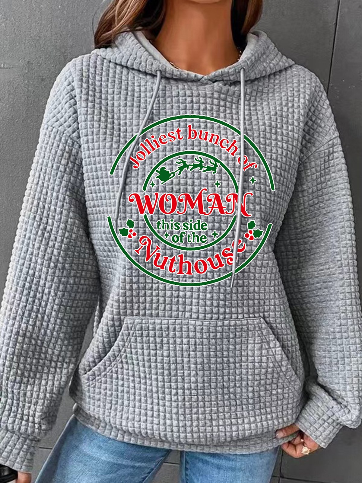 Jolliest Bunch of Woman Christmas Simple Loose Hoodie